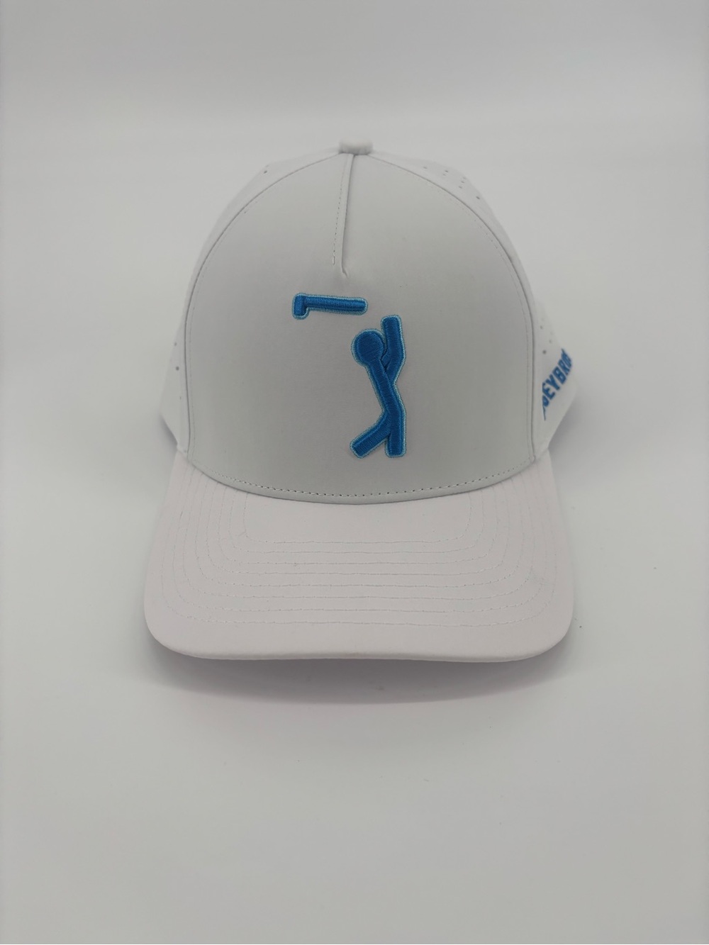 Bogey Bros Bogeyman Performance Golf Hat White Blue Snapback Perforated Cap